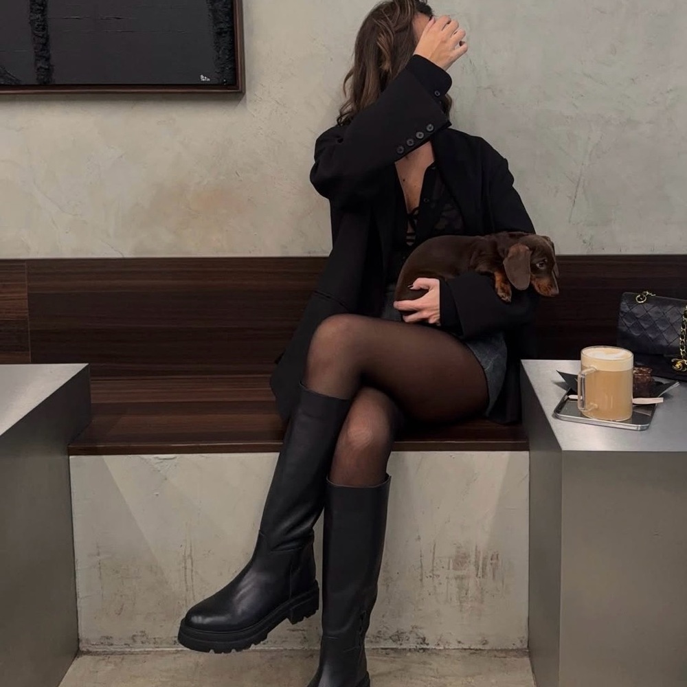 Emanuele Castro Black Leather Knee-High Boots